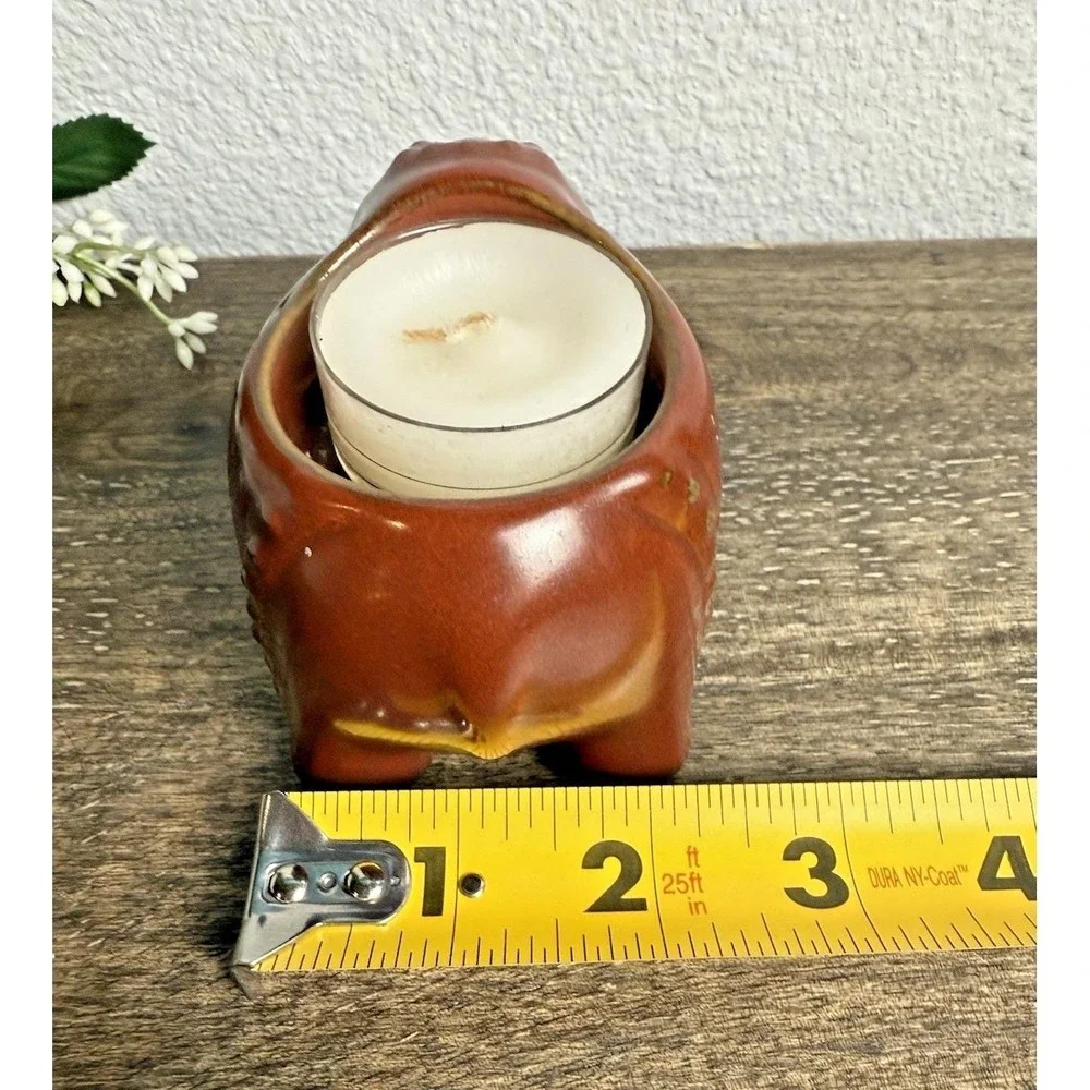 PartyLite Elephant Tealight Candle Holder Ceramic Safari Decor 1990s Brown - Picture 14 of 14